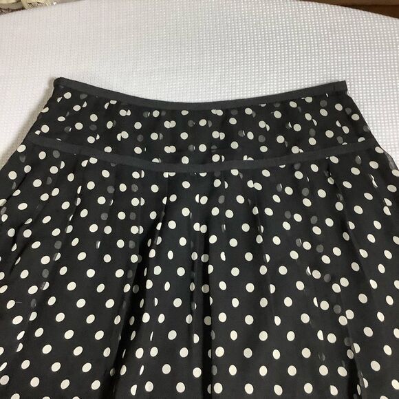 Lauren Ralph Lauren Black & White Silk Polka Dot Flowy Skirt - Picture 5 of 11